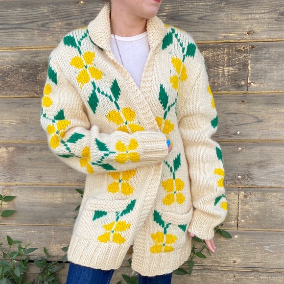 Vintage Sweaters - Handmade Vintage | floral open cardigan